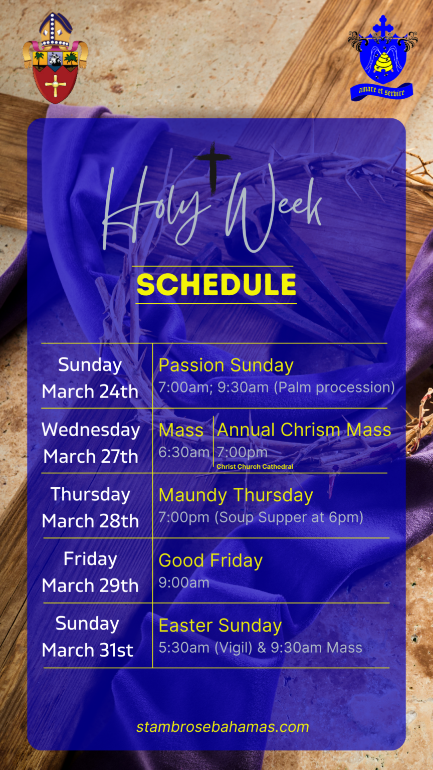 Holy Week 2024 Schedule St. Ambrose Anglican Church